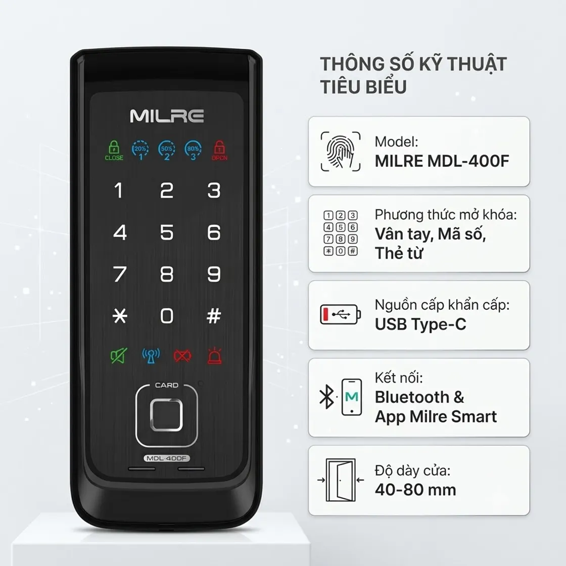 Khóa điện tử MILRE MDL-400F