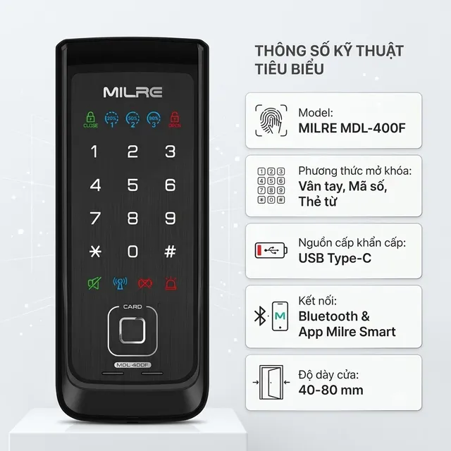Khóa điện tử MILRE MDL-400F