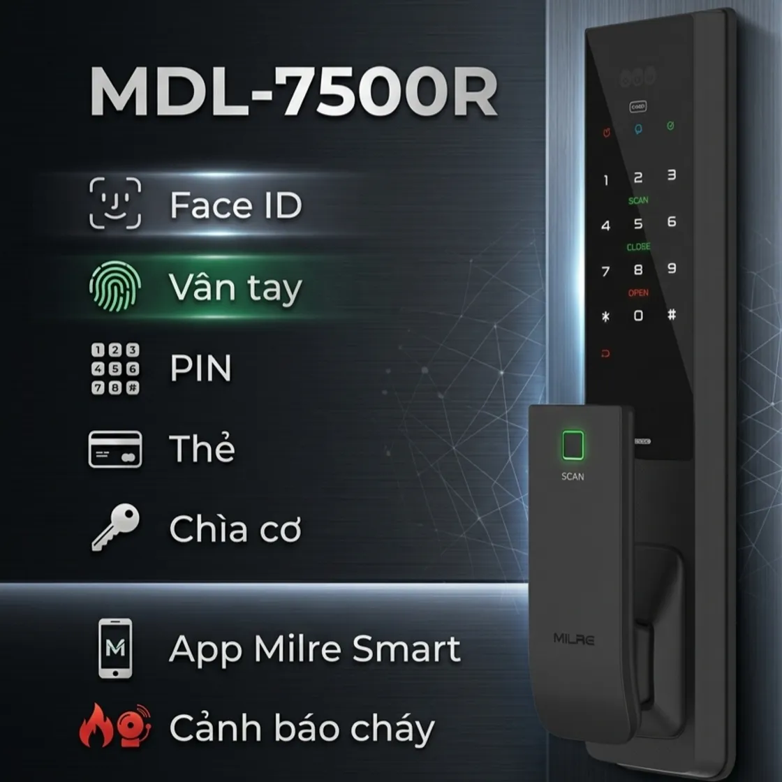 Khóa điện tử MILRE MDL-7500R 
