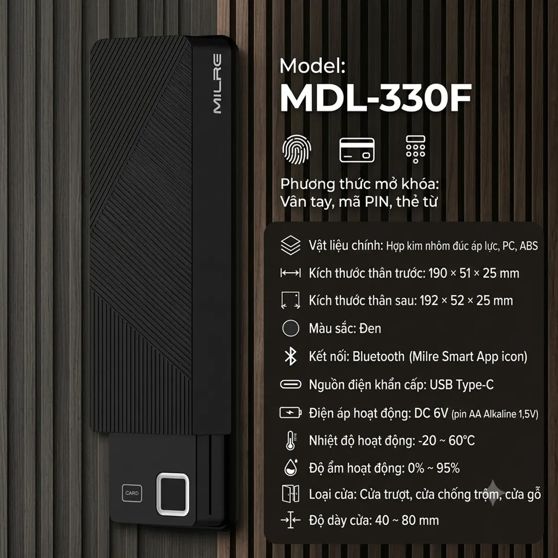 Khóa điện tử MILRE MDL-330F